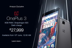 OnePlus 3 Amazon.in Price promo