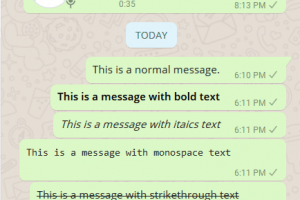 Format messages as bold, italics, monospace and strikethrough on WhatsApp